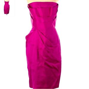 Martin Grant Silk Pink Strapless Dress - stunning minimalism, size 2